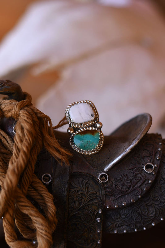 Turquoise & White Buffalo Statement Ring