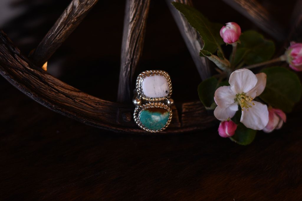 Turquoise & White Buffalo Statement Ring