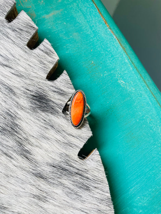 Orange Spiny Oval Ring