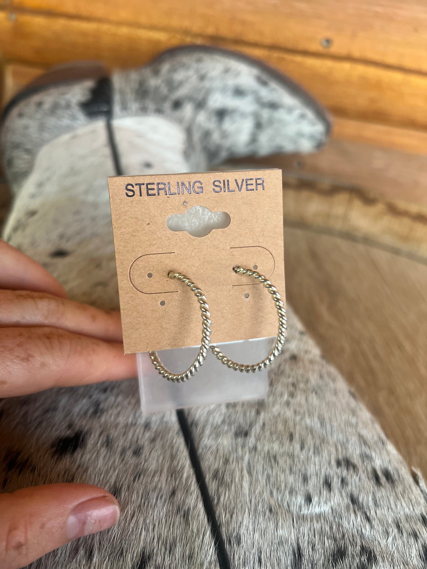 Hand Crafted Sterling Silver Hoop Earrings made out of 12 gauge twist wire