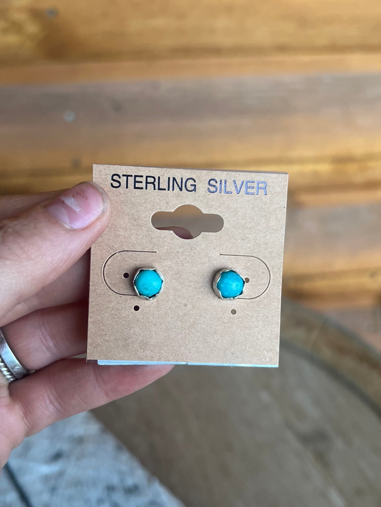 Hand Crafted Sterling Silver Turquoise Earring Small Round Studs