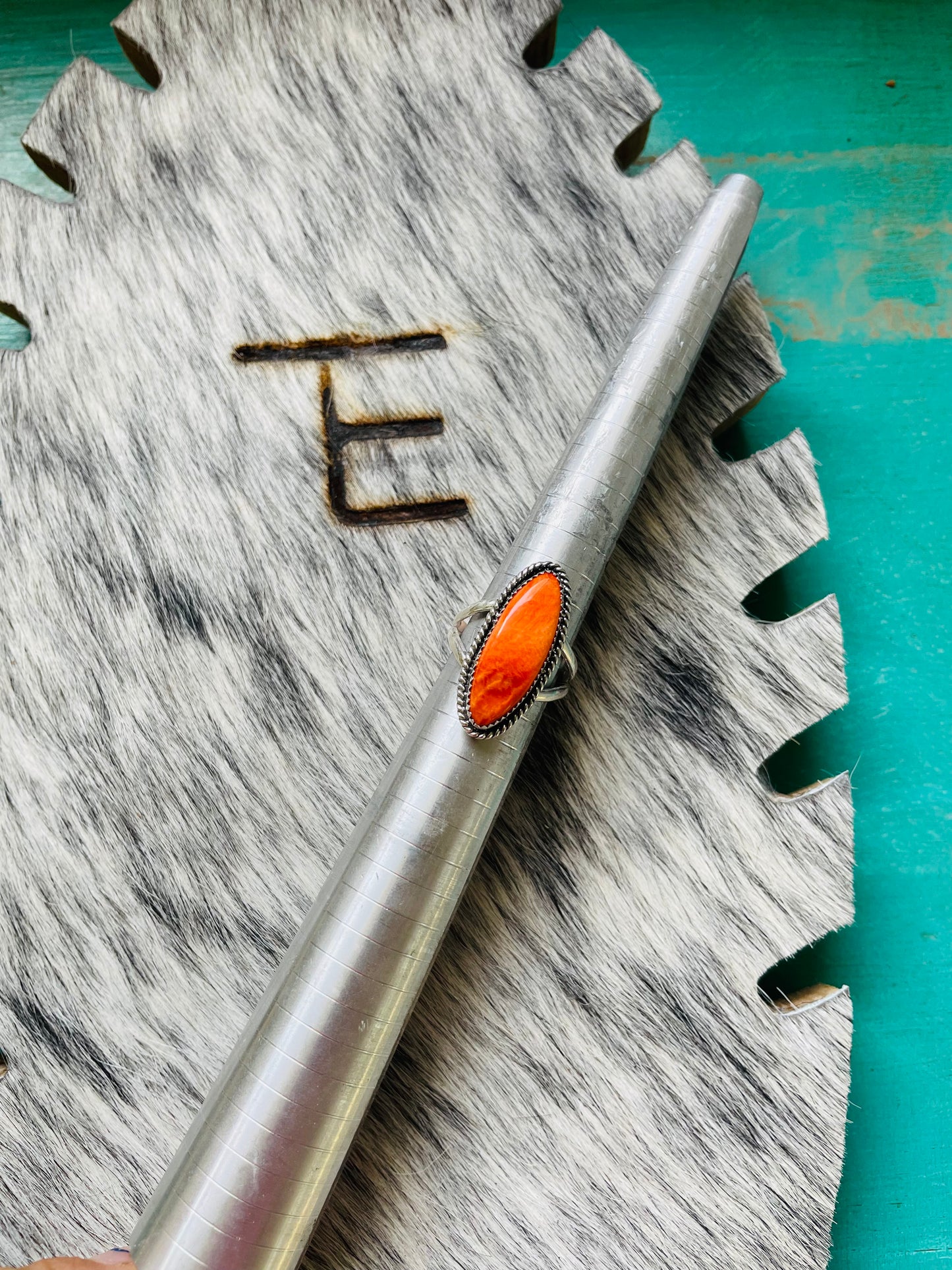 Orange Spiny Oval Ring