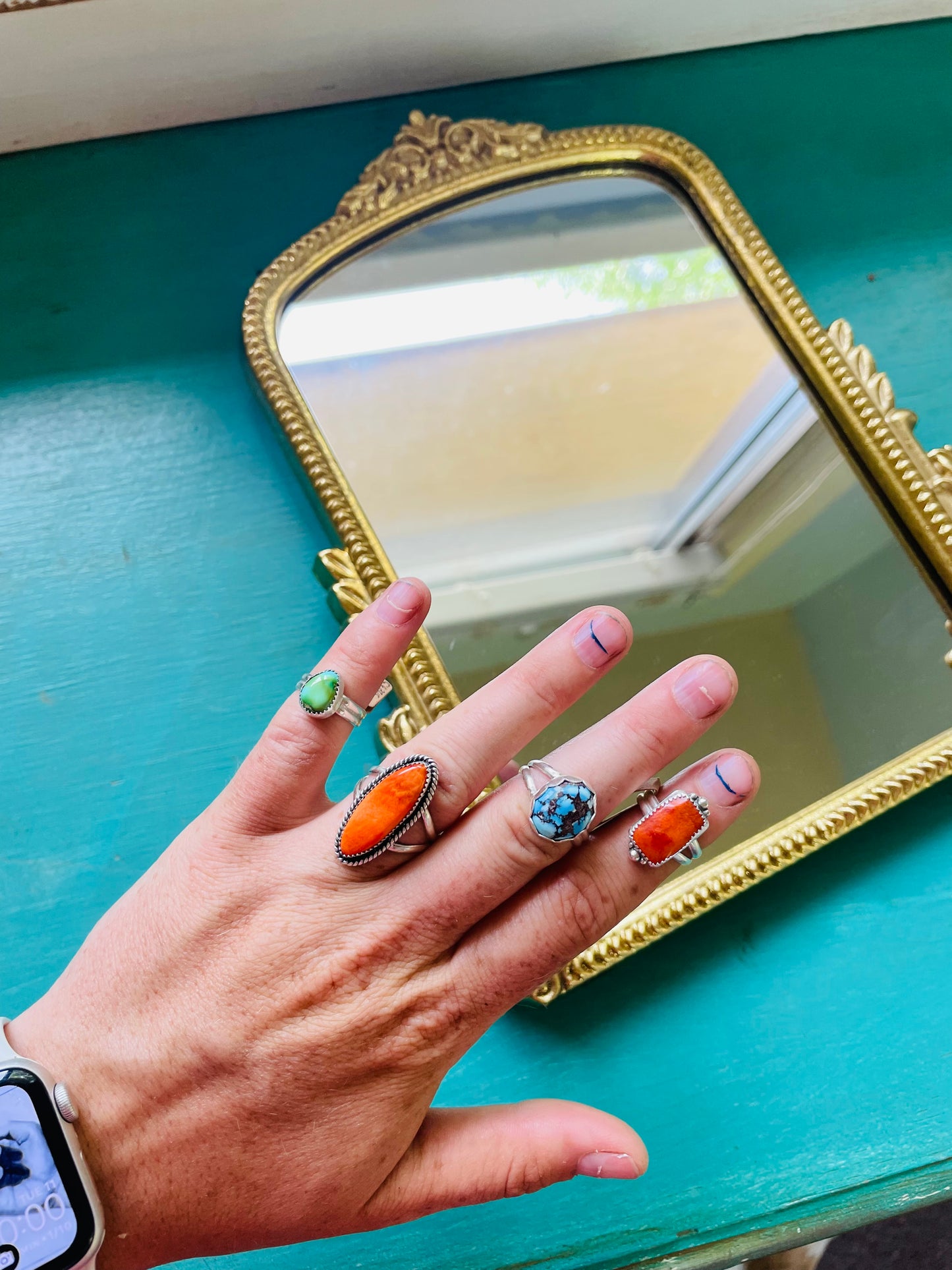 Orange Spiny Oval Ring