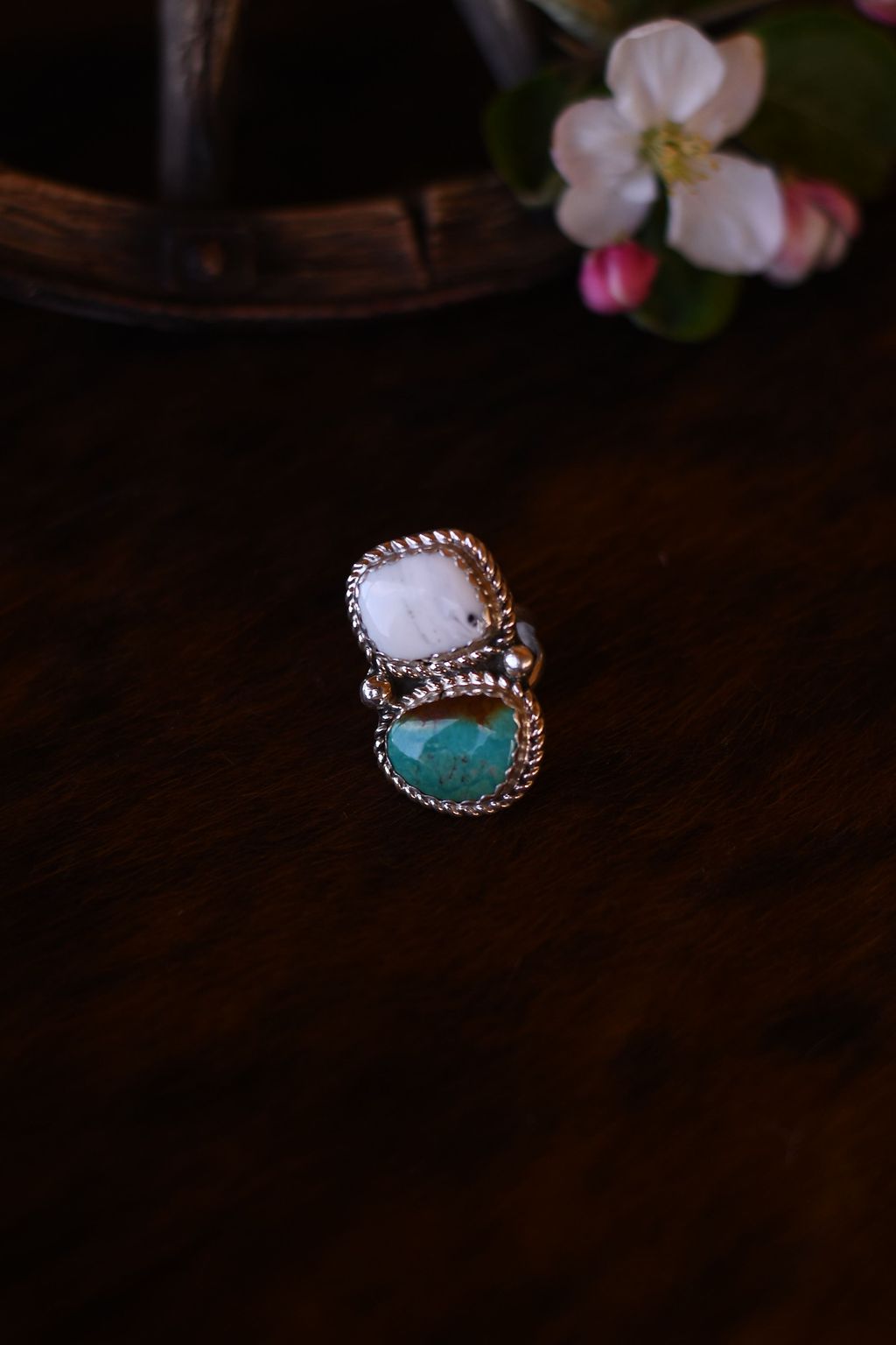 Turquoise & White Buffalo Statement Ring