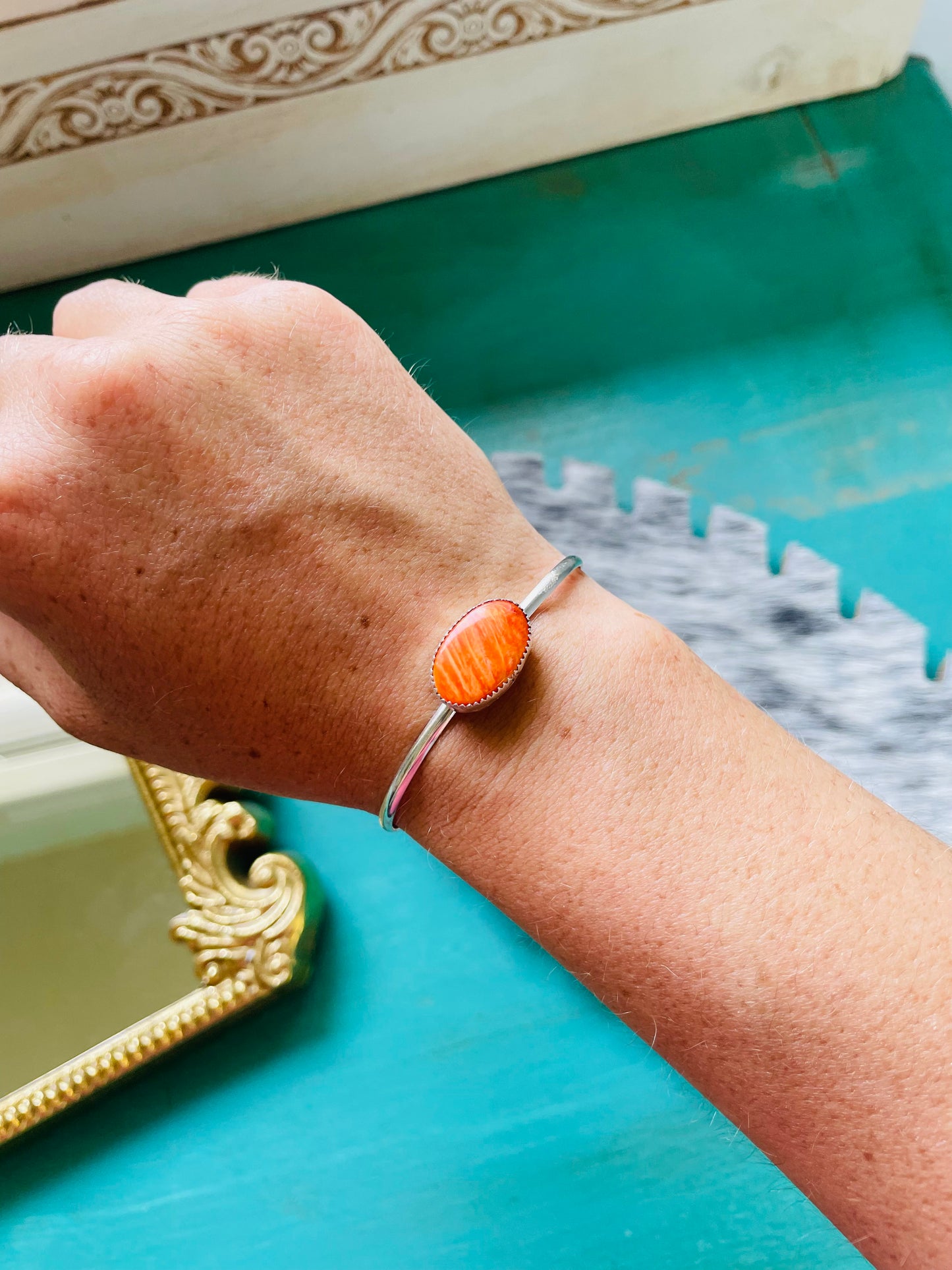 Orange Spiny Stacker Cuff