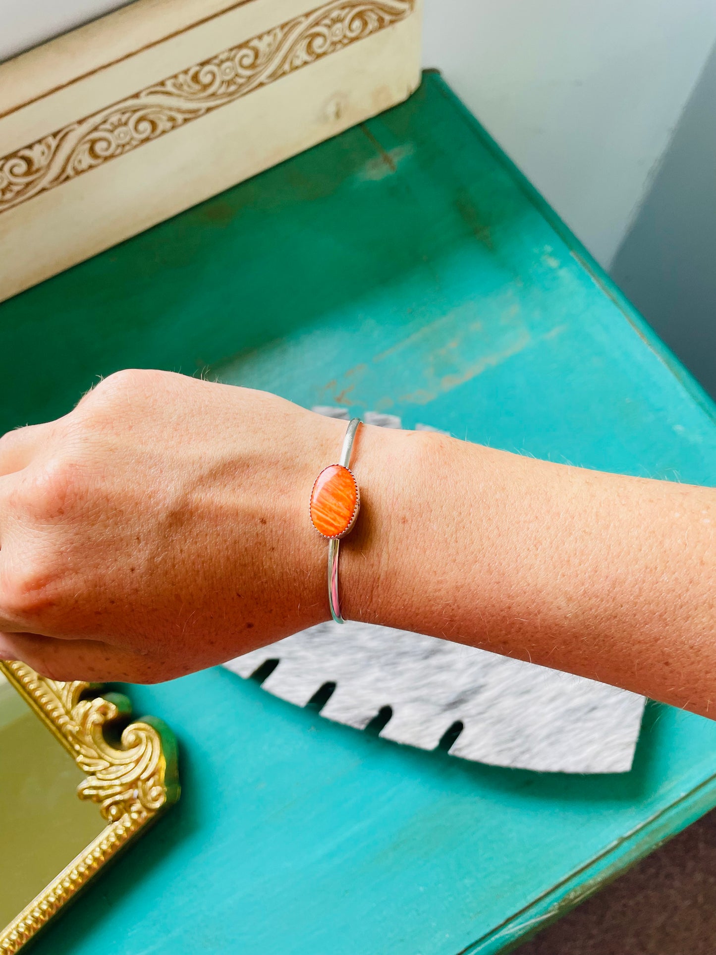 Orange Spiny Stacker Cuff