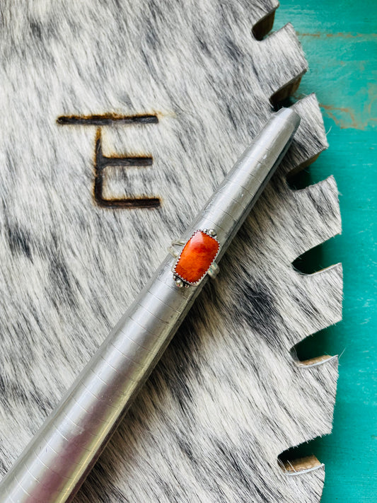 Orange Spiny Square Adjustable Ring
