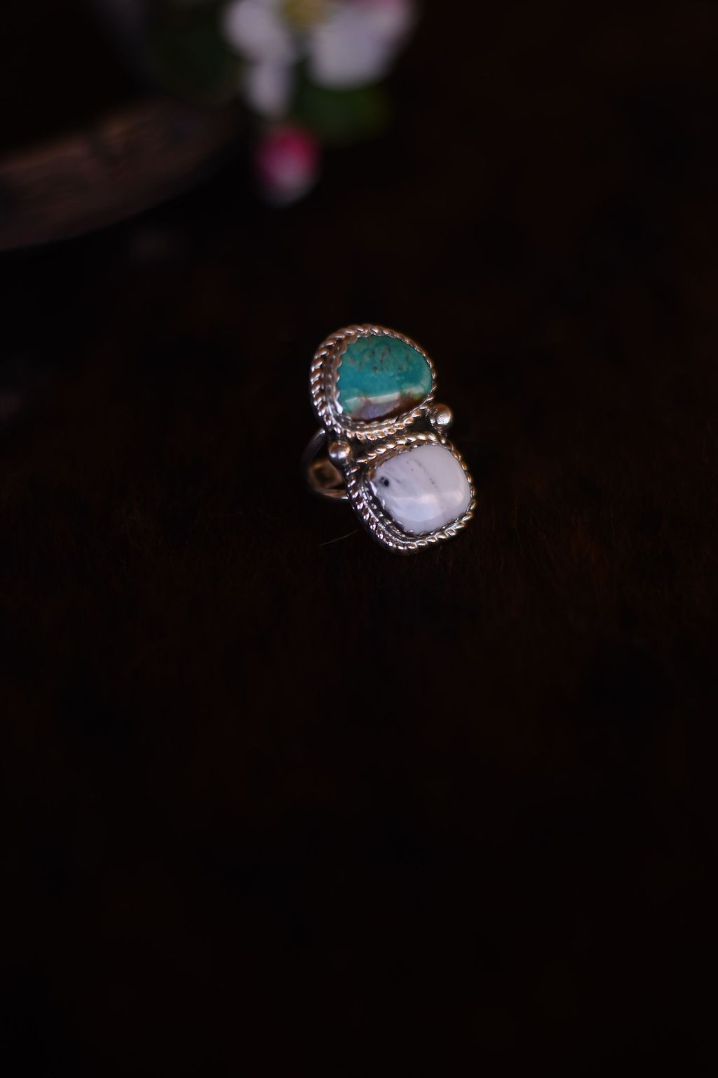 Turquoise & White Buffalo Statement Ring